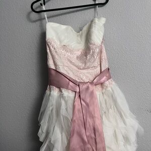 Jessica McClintock Pink and White Formal Kids Dress